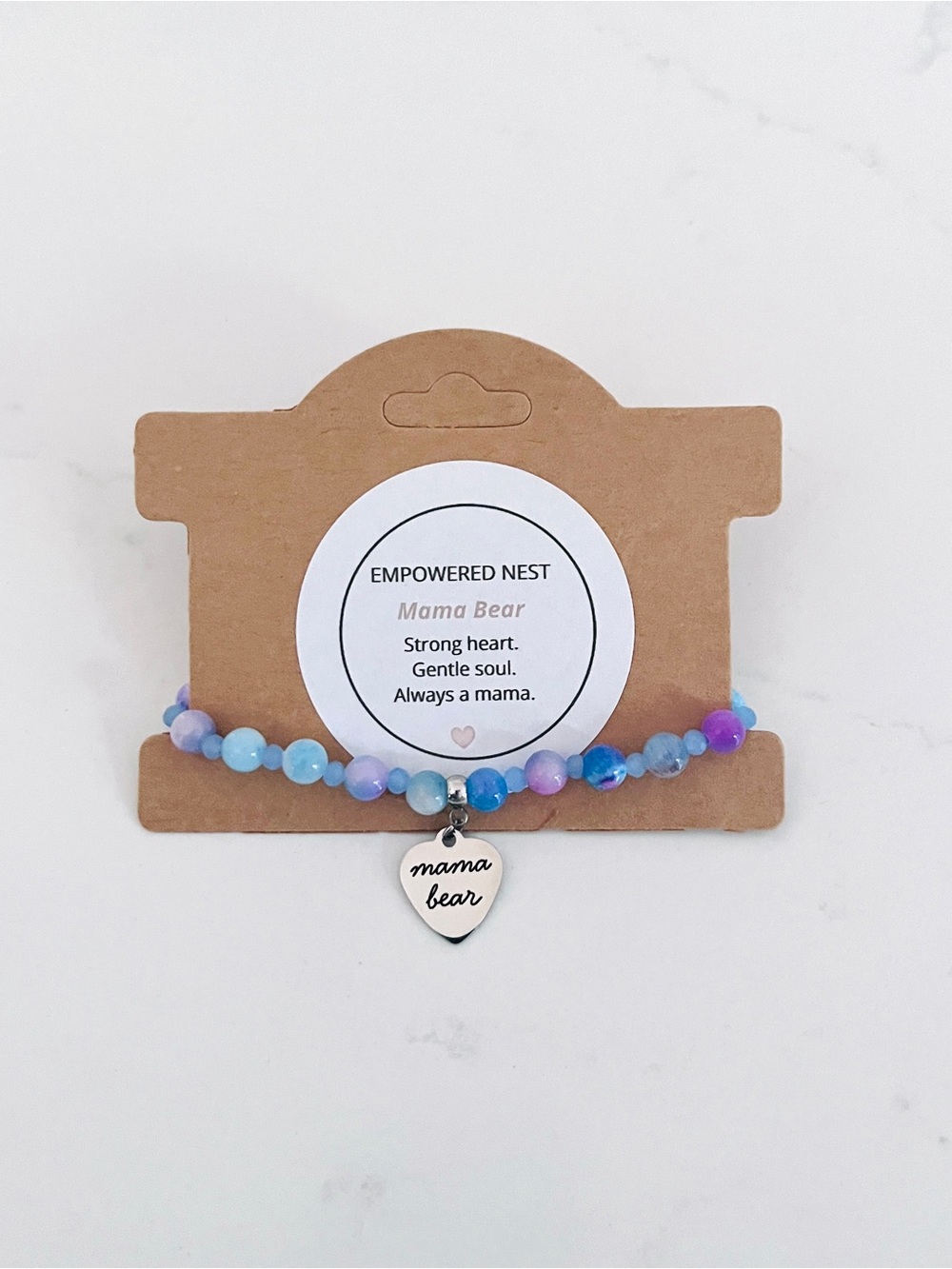 Mama Bear Bracelet | Blue & Purple Beaded Bracelet | Motherhood & Strength
